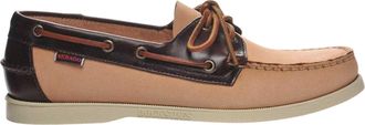 Sebago Mens Leather Boat Shoes (Natural/Dark Brown) - Size UK 11.5