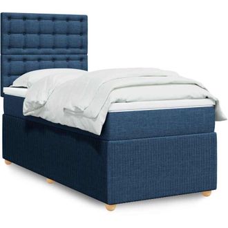 vidaXL Cama Box Spring Con Colch&oacute;n Tela Azul 80x200 Cm Vidaxl