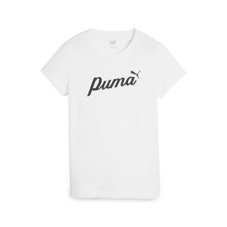 Puma T-Shirt PUMA ESS+ SCRIPT TEE, Damen, Gr. M, weiss (puma wei&szlig;), Jersey, Obermaterial: 100% Baumwolle, bedruckt, regular fit normal, Rundhals, Shirts T-