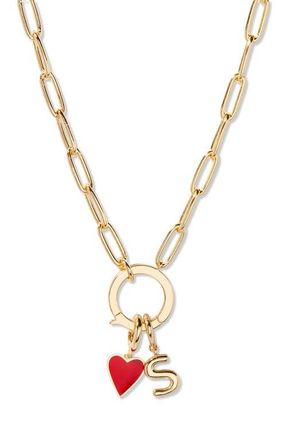 Brook & York Cameron Initial Heart Charm Necklace in Gold S at Nordstrom