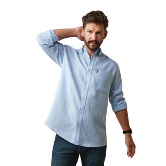 Ariat Mens Sonoma Shirt Long Sleeve in Powder Blue, Size Small, by Ariat