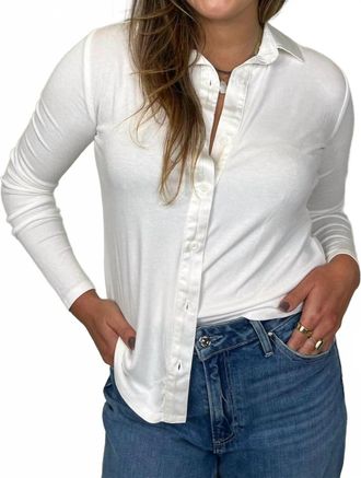Bella Dahl Long Sleeve Rib Mix Shirt In Winter White