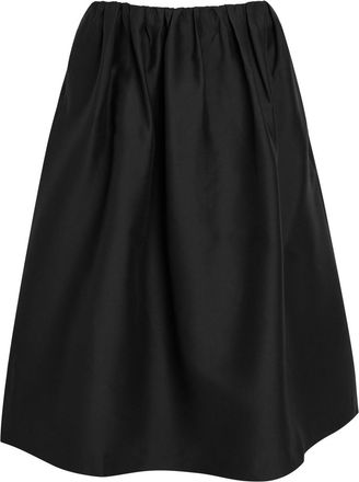 Toteme Gathered Wool and Silk-blend Midi Skirt - Black - 40 (UK12 / M)