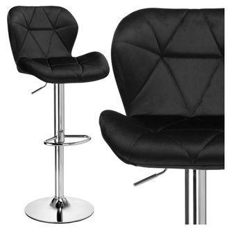 OEM Taburete De Bar Gordon Cromado, Terciopelo Negro