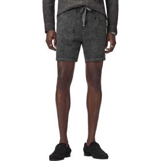 John Varvatos Daryl Linen Drawstring Shorts in Charcoal at Nordstrom, Size 30