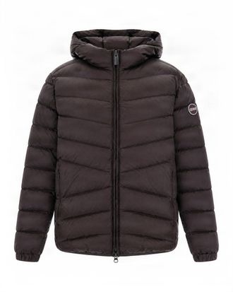 Colmar Dark Brown Horizontal Quilted Nylon Short Down Jacket