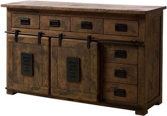 Massivmoebel24 Sideboard Mango 150x45x90 braun lackiert railway 420