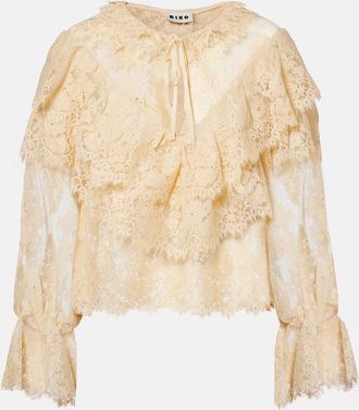 Rixo Blusa Faryn in pizzo con volant