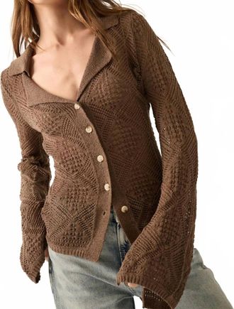 Promesa Button Up Knit Top In Espresso