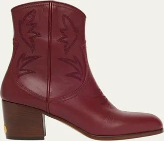Valentino Garavani 40mm Bard Embroidered Leather Ankle Boots