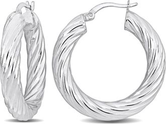 Mimi & Max 30x5mm Round Twist Hoop Earrings in Sterling Silver