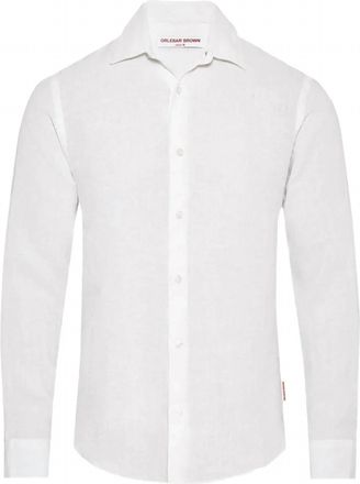 Orlebar Brown Mens Giles Linen Shirt In White