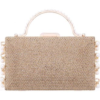 Nina Faux Pearl Dangle Minaudiere in Dark Gold at Nordstrom Rack