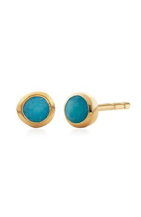 Monica Vinader Mini Green Onyx Stud Earrings in 18K Gold Vermeil at Nordstrom