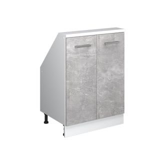 Vicco Armario De Cocina Para Techo Inclinado R-line, Hormig&oacute;n/blanco, 60 Cm Con 2 Puertas, Vicco