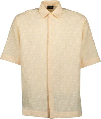 Fendi Short Sleeve Shirts, male, Beige, Size: S Yellow Linen Shirt Spring-Summer 2025
