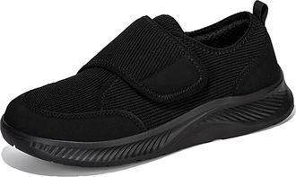 Generic Extra Wide Toe Box Trainers Womens Men Sneakers Touch Fastening Walking Shoes for Diabetic Swollen Feet Comfortable (Black, Adult, Women, 5.5, Numeric