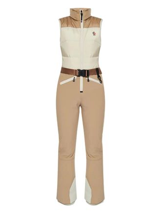 Moncler belted panelled ski suit - Neutrals