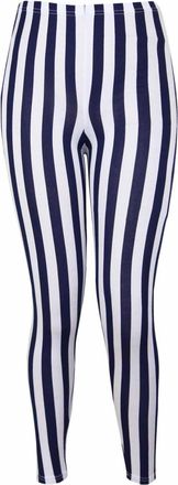 Purple Hanger New Ladies Vertical Stripe Print Elasticated Waist Womens Patterned Long Stretch Fit Leggings Navy Blue Size 24 - 26