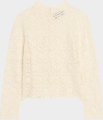 Nili Lotan Gibson Scallop Floral Lace Sweater