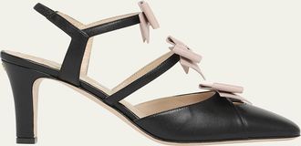 Valentino Garavani Bow VLOGO Strappy Leather Pumps