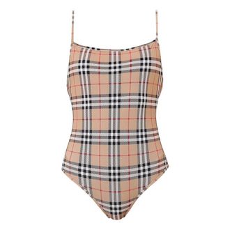 Burberry Check One-Piece Swimsuit, Size Large