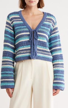 Ramy Brook Madge Cotton Stripe Cardigan in Spring Navy Geo at Nordstrom Rack, Size Xx-Small