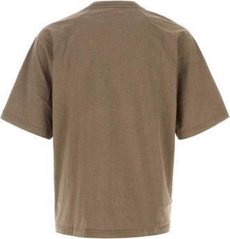Diesel Mens Logo-Graphic Cotton-Hemp Blend T-Shirt Brown