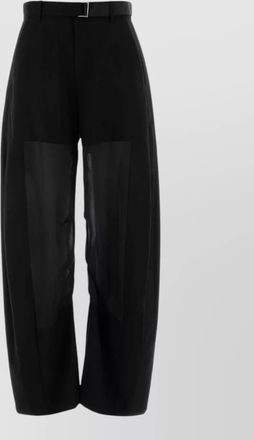 sacai wool trousers belt loops sheer wide leg