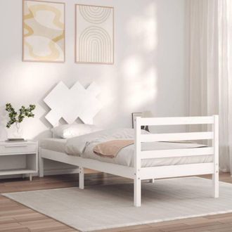vidaXL Bed Frame without Mattress White 90x200 cm Solid Wood Vidaxl