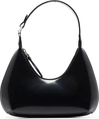 by FAR Zwarte Semi Patent Leren Schoudertas - Dames - Schoudertassen - Zwart - ONE Size - Leer - Tassen