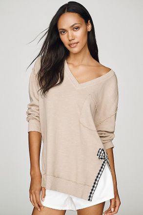 Pilcro Cotton V-Neck Side-Tie Top