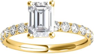 Mauli Jewels 2.50 Carat Natural Diamond Moissanite Engagement Rings For Women In 10K Yellow Gold Ring Size 6