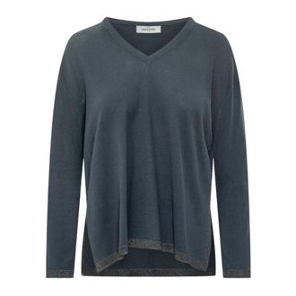 Gran Sasso V-hals gebreid - Dames - V-hals truien - Blauw - S - Wol - Truien & Vesten