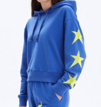 Chrldr Neon Star Crop Pullover Hoodie In Electric Blue