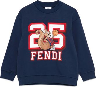 Fendi Kids Sweatshirts, male, Blue, 4 Y, Blue Squirrel Print Kids Jumper