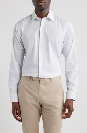 Nordstrom Lima Trim Fit Neat Premium Performance Silk Twill Dress Shirt in Purple Lima Geo at Nordstrom, Size 14.5 - 32