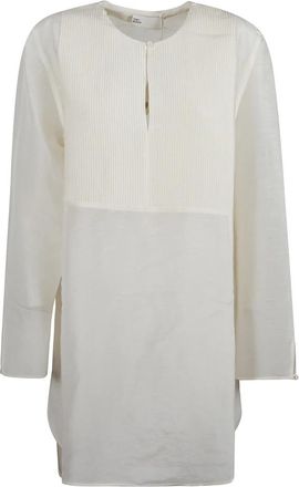 Tory Burch Linnen Tuniek - Dames - Tunieken - Wit - L - Linnen - Overhemden