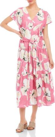 Fifteen Twenty Kristine Floral Tiered Cotton Midi Dress in Floral Print at Nordstrom, Size X-Small