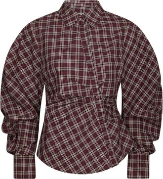 Neo Noir Neoella Medium Check Shirt - Dames - Blouses & Shirts - Paars - Maat: XS Katoen