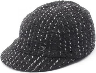 Chanel Pre-owned Tweed Casquette - Dames - Vintage Accessoires - Zwart - ONE Size - Tweed - Vintage