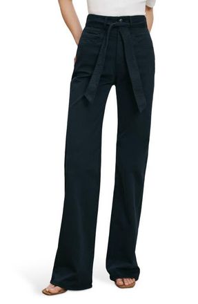 Veronica Beard Rosanna Corset High Waist Wide Leg Jeans in Navy at Nordstrom, Size 29