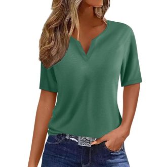 Generic Womens T-Shirt Short Sleeve Summer Tops Casual Tunic Tops Summer Elegant: V-Neck Summer Basic Tops Short Sleeve T-Shirt Elegant T-Shirt Comfortable Sp