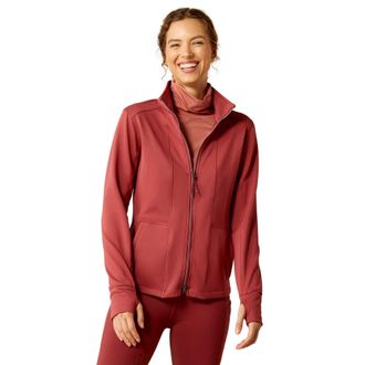 Ariat Womens Zaphus Full Zip Sweatshirt Long Sleeve in Burnt Russet, Size X-Small, by Ariat