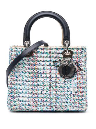 Dior Borsa a tracolla Lady Dior media in tweed 2014 - Blu