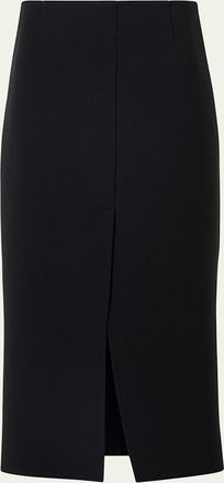 Akris Wool Double-Face Slit Midi Pencil Skirt