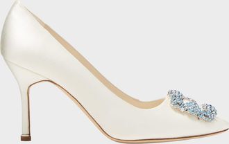 Manolo Blahnik Hangisi Satin Buckle Pumps