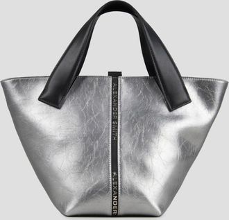 Alexander Smith Lauren Small handbag with shoulder strap in dark silver laminated leather