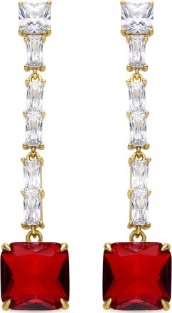 Luxenter oorbellen met Ruby Zirconia afgewerkt in 18 karaat goud - Waraim