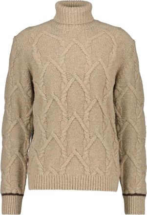 Mos Mosh Gebreide coltrui Barnie - Heren - Coltruien - Beige - 2XL - Truien & Vesten